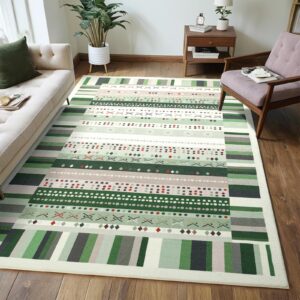 dweike large fluffy area rugs for living room bedroom, 5x7 ft thickened memory-foam carpet, machine-washable rug suitable for kids girls boys bedroom home décor, non-slip backing rug, green