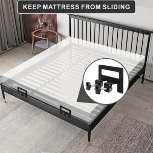 VANROUG 6 PCS Non Slip Mattress Gaskets for Bed Frame, Adjustable Mattress Slide Stopper Mattress Retainer Bar, Heavy Duty Mattress Slide Stopper Holder for Metal Bed Frame