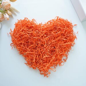 Bobobag - 4oz Crinkle Cut Paper Shred Filler Recyclable Gift Wrap Confetti Raffia Grass Shred Paper for Easter Baskets Filler Creative Eggs Decor (Orange)