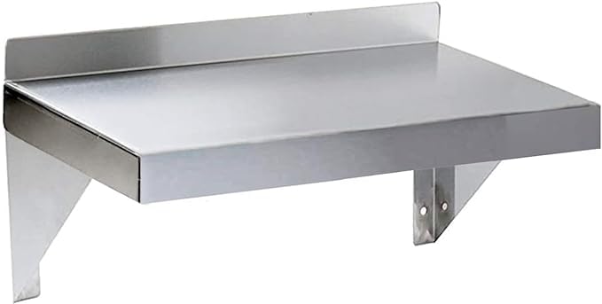 Express KitchQuip Stainless Steel Wall Shelf | Square Edge | Metal Shelving | Heavy Duty | Commercial Grade | Wall Mount | NSF Certified (6” Width x 16” Length)