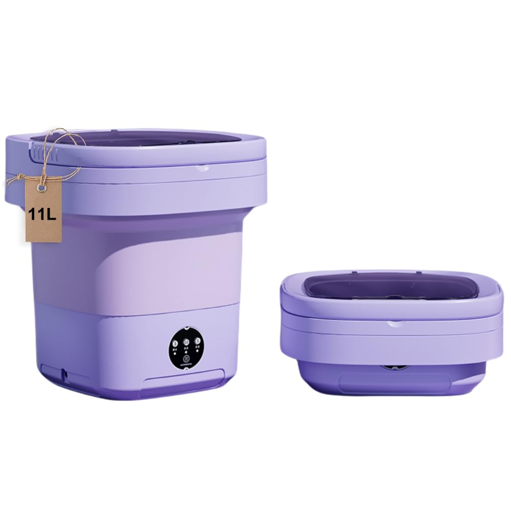 GR''AT Portable washing machine,Mini Washer,11L upgraded large capacity foldable Washer,Deep cleaning of underwear,baby clothes and other small clothes.Suitable apartments,dormitories,hotel. (Purple)