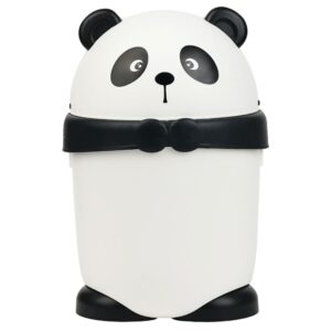 baluue cute panda trash can animal shape bedroom garbage can container wastebasket recycling bin round rubbish waste paper bin for office home kitchen white