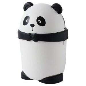 Baluue Cute Panda Trash Can Animal Shape Bedroom Garbage Can Container Wastebasket Recycling Bin Round Rubbish Waste Paper Bin for Office Home Kitchen White