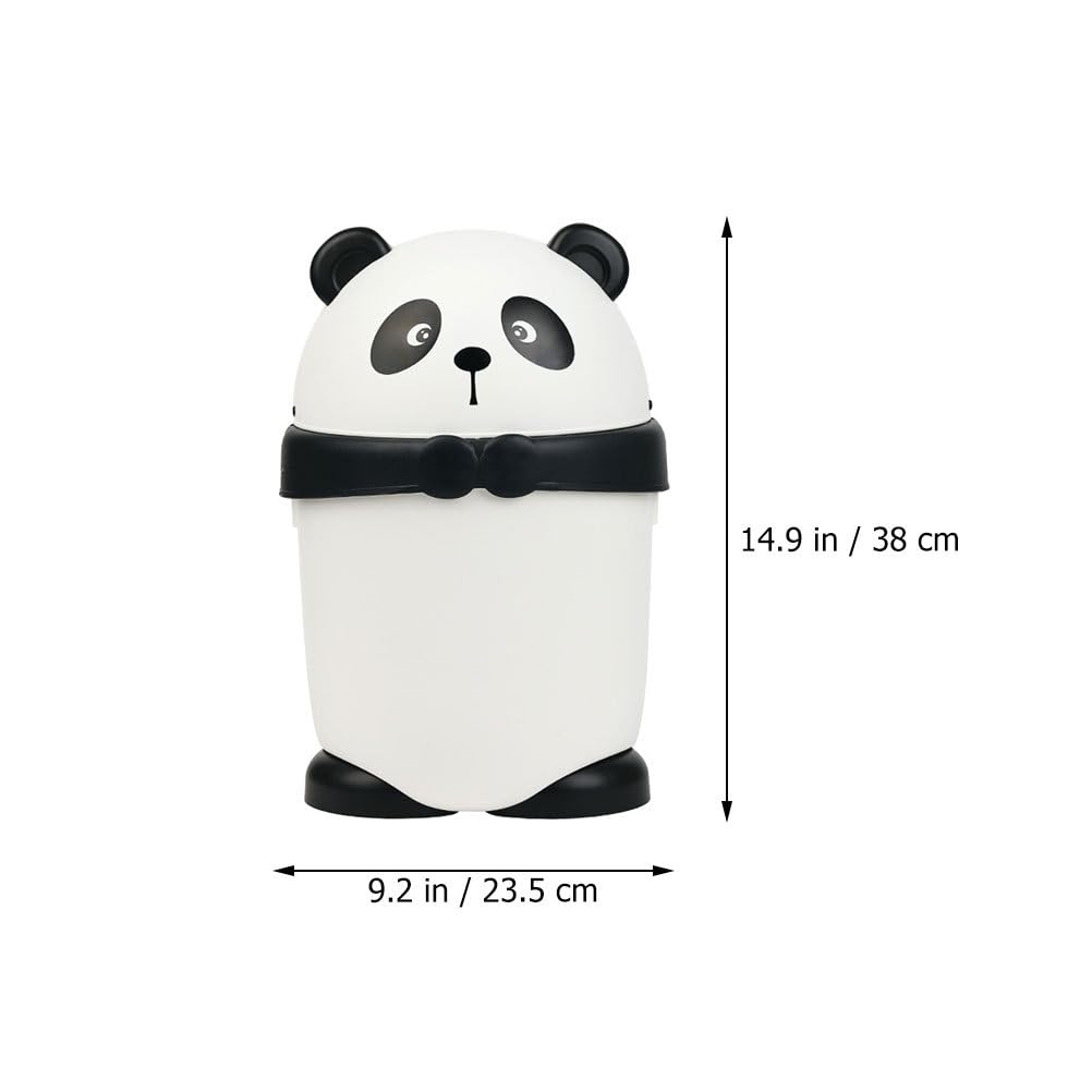 Baluue Cute Panda Trash Can Animal Shape Bedroom Garbage Can Container Wastebasket Recycling Bin Round Rubbish Waste Paper Bin for Office Home Kitchen White