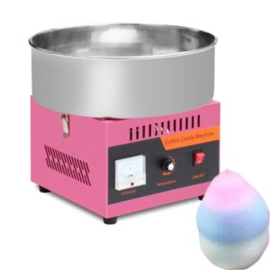 Cotton Candy Machine Commercial, 1000W Cotton Candy Maker Machine, Candy Floss Maker, with Stainless Steel Bowl, Sugar Scoop,Anti-Rust Coating, for Family Party, Kids Birthday Pink