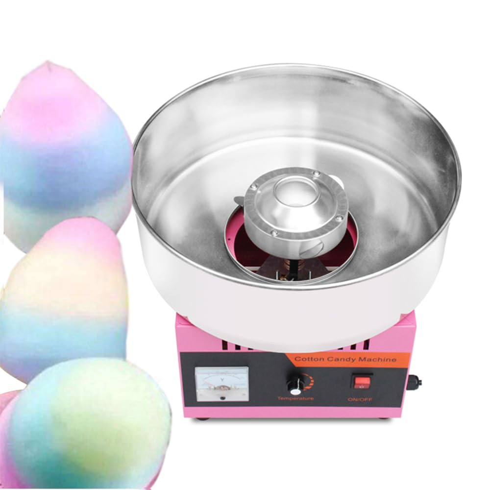 Cotton Candy Machine Commercial, 1000W Cotton Candy Maker Machine, Candy Floss Maker, with Stainless Steel Bowl, Sugar Scoop,Anti-Rust Coating, for Family Party, Kids Birthday Pink