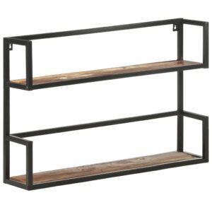 allesoky Rustic Solid Wood Shelf - Industrial Style Shelving for Reclaimed Wood Decor Floating Shelves: Your Space with Rustic Charm and Functionality-Black(35.4 x 7.9 x 23.6)