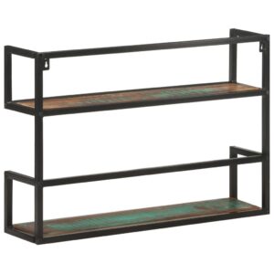 allesoky Rustic Solid Wood Shelf - Industrial Style Shelving for Reclaimed Wood Decor Floating Shelves: Your Space with Rustic Charm and Functionality-Black(35.4 x 7.9 x 23.6)