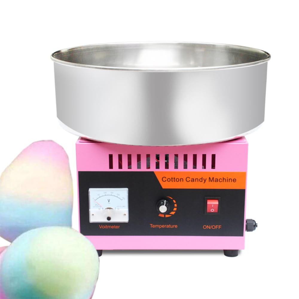 Cotton Candy Machine Commercial, 1000W Cotton Candy Maker Machine, Candy Floss Maker, with Stainless Steel Bowl, Sugar Scoop,Anti-Rust Coating, for Family Party, Kids Birthday Pink