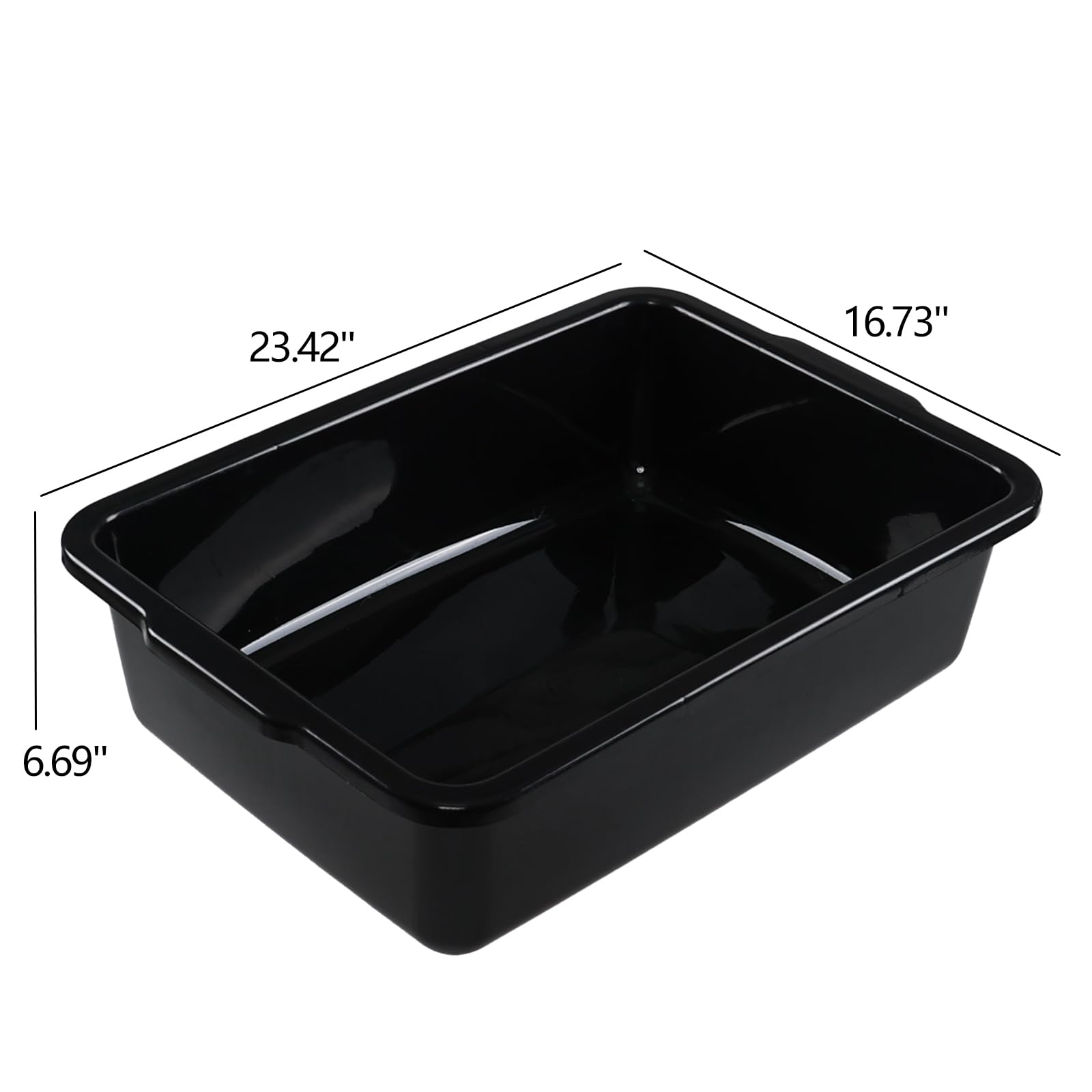 Leendines 4-Pack 32 Liter Large Black Bus Tubs, Commercial Plastic Bus Trays