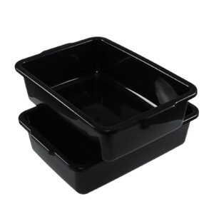 Leendines 4-Pack 32 Liter Large Black Bus Tubs, Commercial Plastic Bus Trays