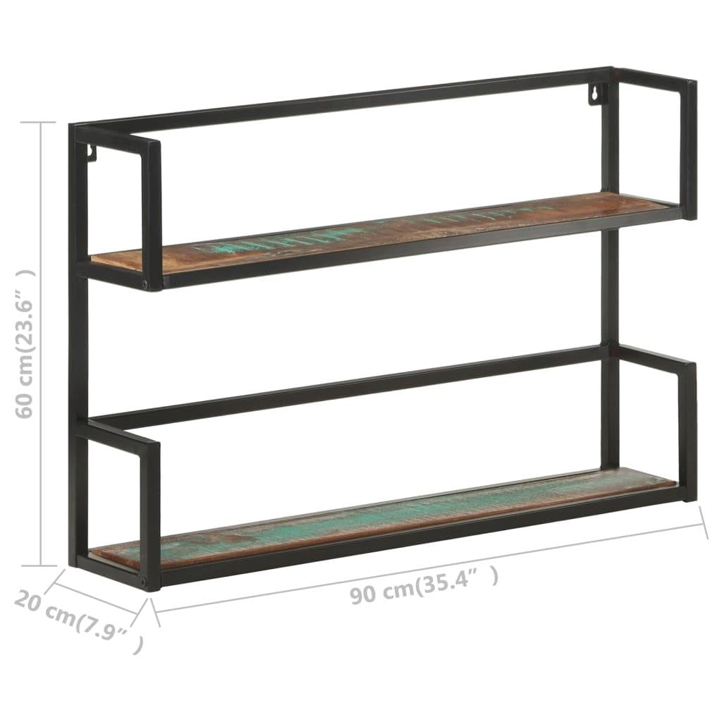 allesoky Rustic Solid Wood Shelf - Industrial Style Shelving for Reclaimed Wood Decor Floating Shelves: Your Space with Rustic Charm and Functionality-Black(35.4 x 7.9 x 23.6)