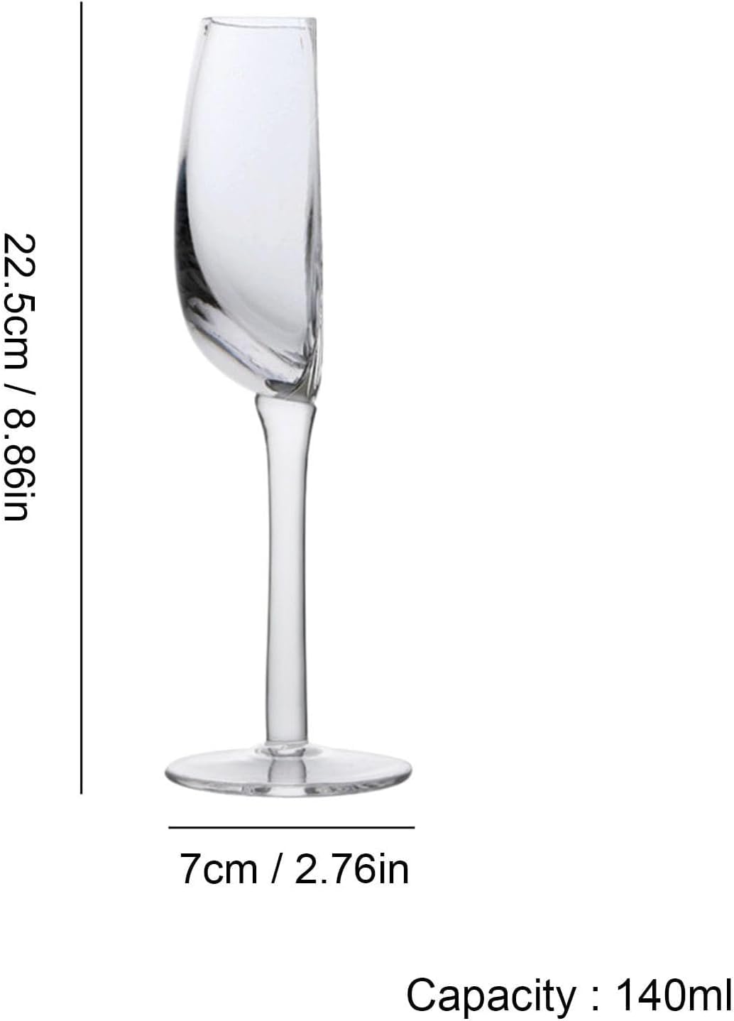 Half Crystal Glass Cups, Novelty Funny Wine Glass Cut In Half, 140ml Clear Glass Champagne Cups, Reusable Long Stemmed Semi-Circular Red Wine Glass for Birthday Anniversary (2 Pcs)