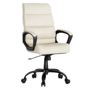 molents executive office chair,ergonomic desk chair, leather high back computer chair, adjustable height,swivel rolling comfy home office desk chair,beige