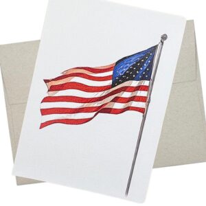 whitman and daughter patriotic american flag card (1 premium folded card, blank inside, 5x7 inches) for veteran's, military retirement, bootcamp graduation etc. - 465