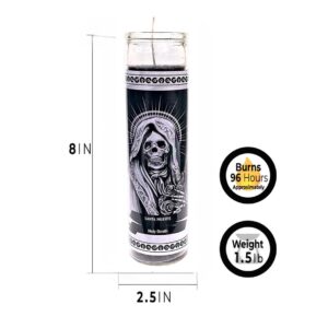 HEALING ATLAS - Holy Death Black Candle in Glass for Rituals and Meditation - Candle for Witchcraft Spells - Velas Negras para Rituales - Black Candles - (Santa Muerte, Black, Pack of 1)