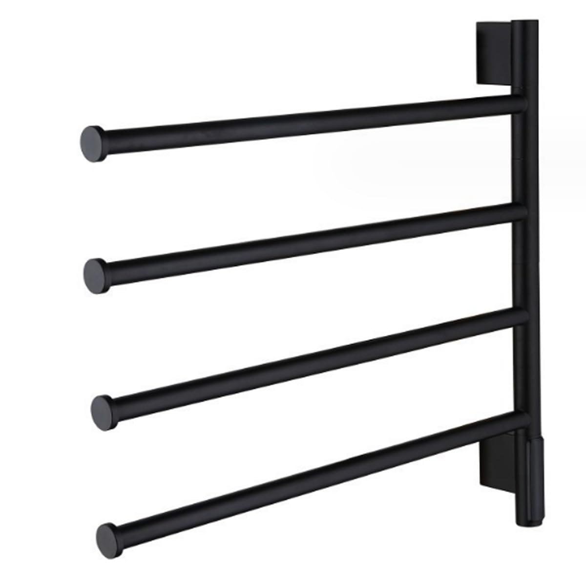 Rotatable Towel Rack with Timer,Electric Heated Towel Racks, 4-Bar 180° Swivel Towel Rack,82W Wall Mounted Towel Warmer Racks,Plug-in Heated Drying Rack for Bathroom, Kitchen (Color : Black)