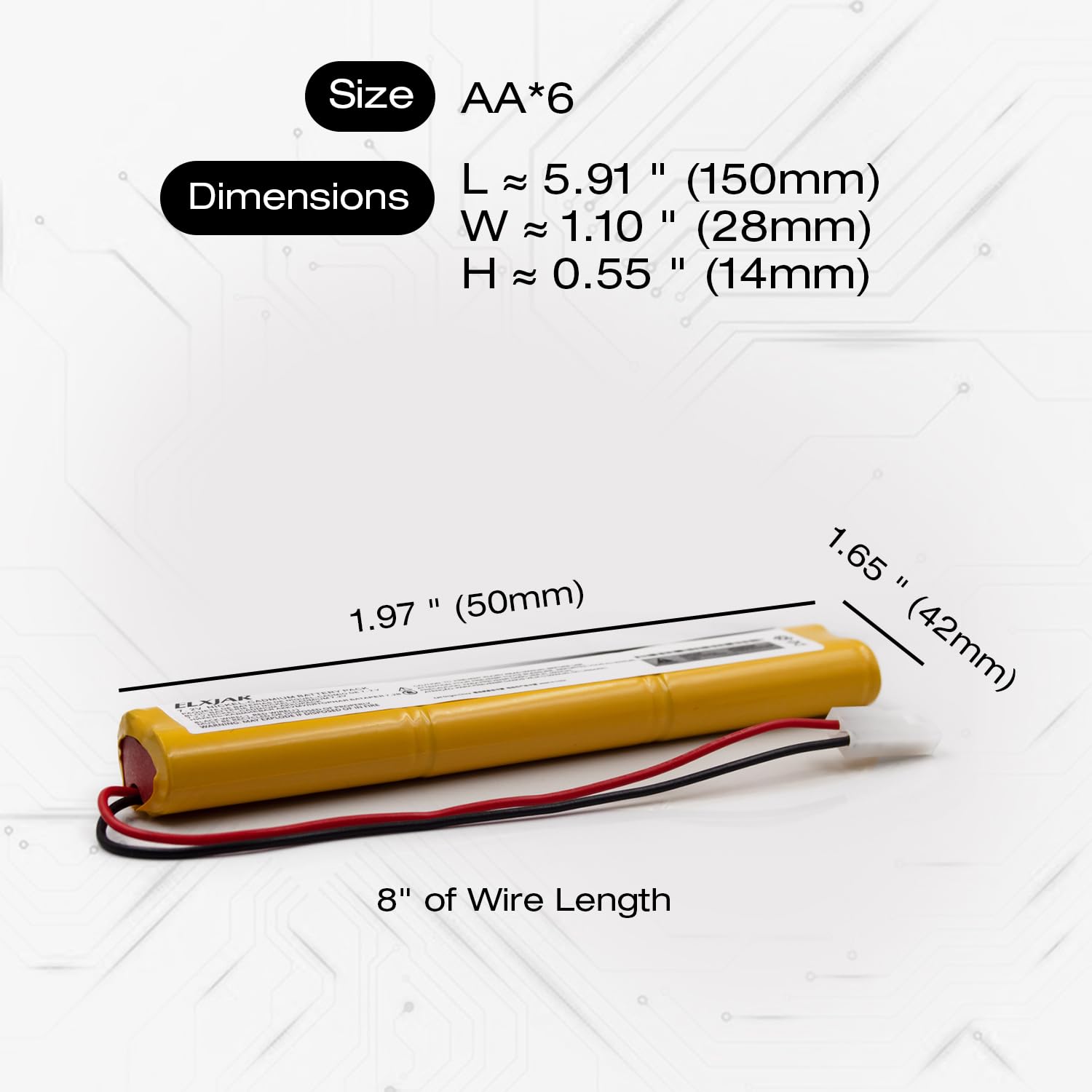 elxjar (2-Pack) 7.2V 600mAh Ni-CD Battery Pack Replacement for Fisher XLT20, PowerSonic A6090-2 A60902 Exit Sign Emergency Light