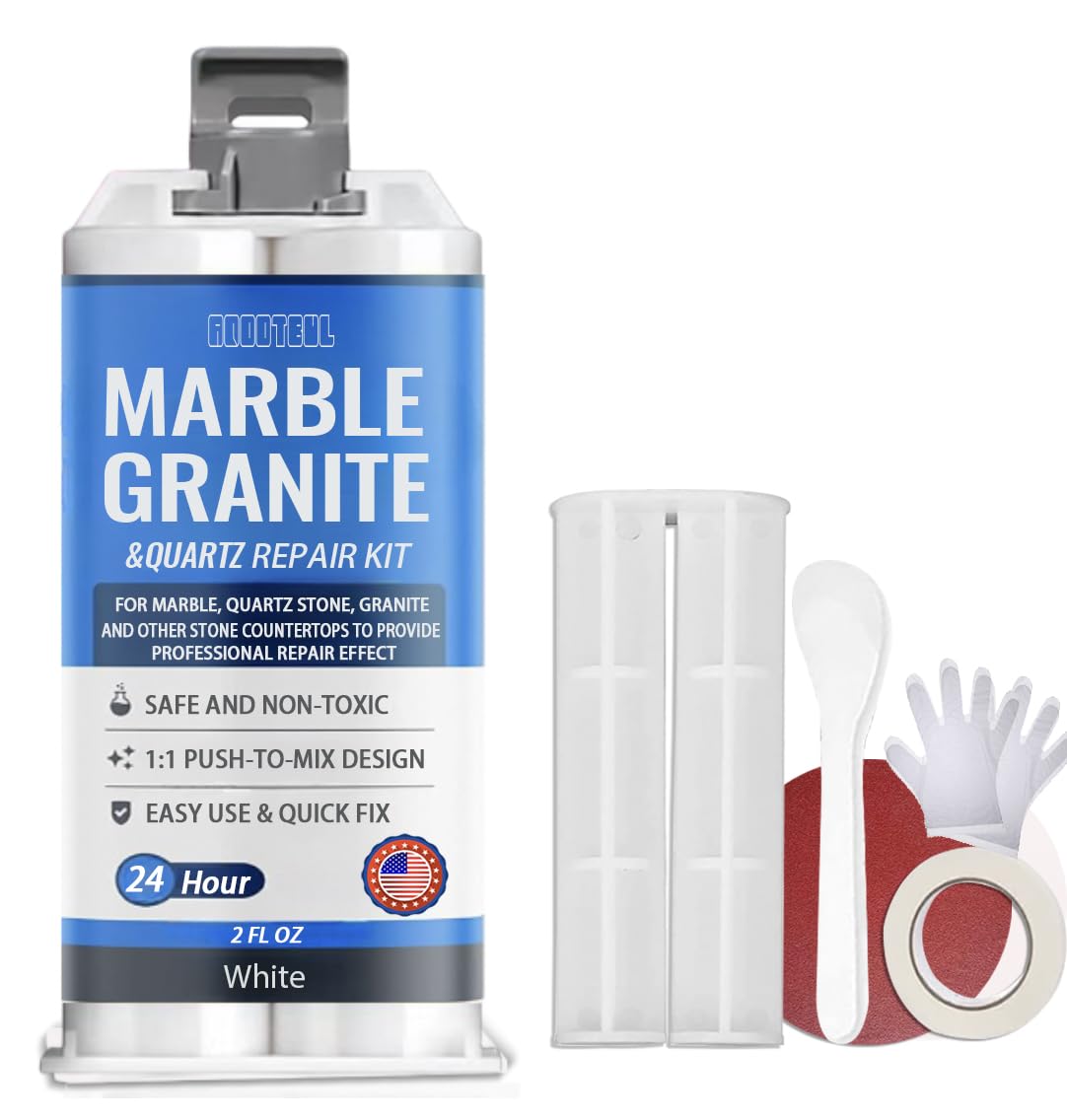 Quartz Countertop Chip Repair Kit - White Granite & Marble Repair Kit, Suitable for Granite, Marble, Quartz Stone, and Other Stone Surface Crack Quartz Chip Repair Kit