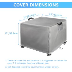 Kovshuiwe Outdoor Patio Ottoman Cover, Waterproof Patio Ottoman Cover,Gray 1Pcs-25 L x 25" W x 17" H