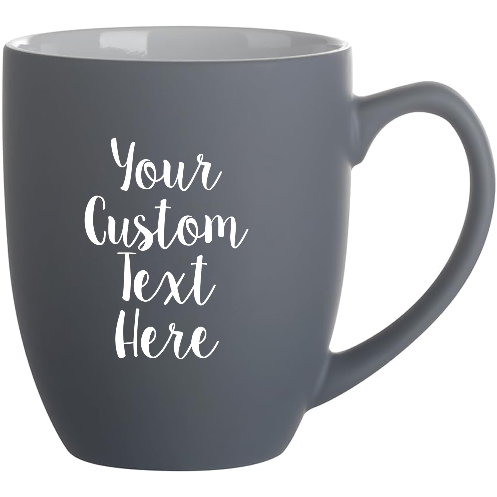 Personalized Coffee Mug Engraved with your Custom Text - Customized Coffee Mug, Hot Chocolate Mug, Tea mug, Birthday Gift, Retirement Gift (Matte Grey, Engraved Custom Text)