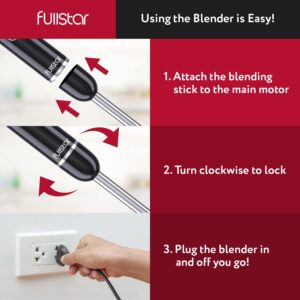 Fullstar Immersion Blender Handheld - 300W Hand Blender Stick with Pan Protector, 2-Speed Emulsion Hand Blenders Immersion, Hand Mixer Electric Handheld, Stick Blender, Hand Blenders for Kitchen