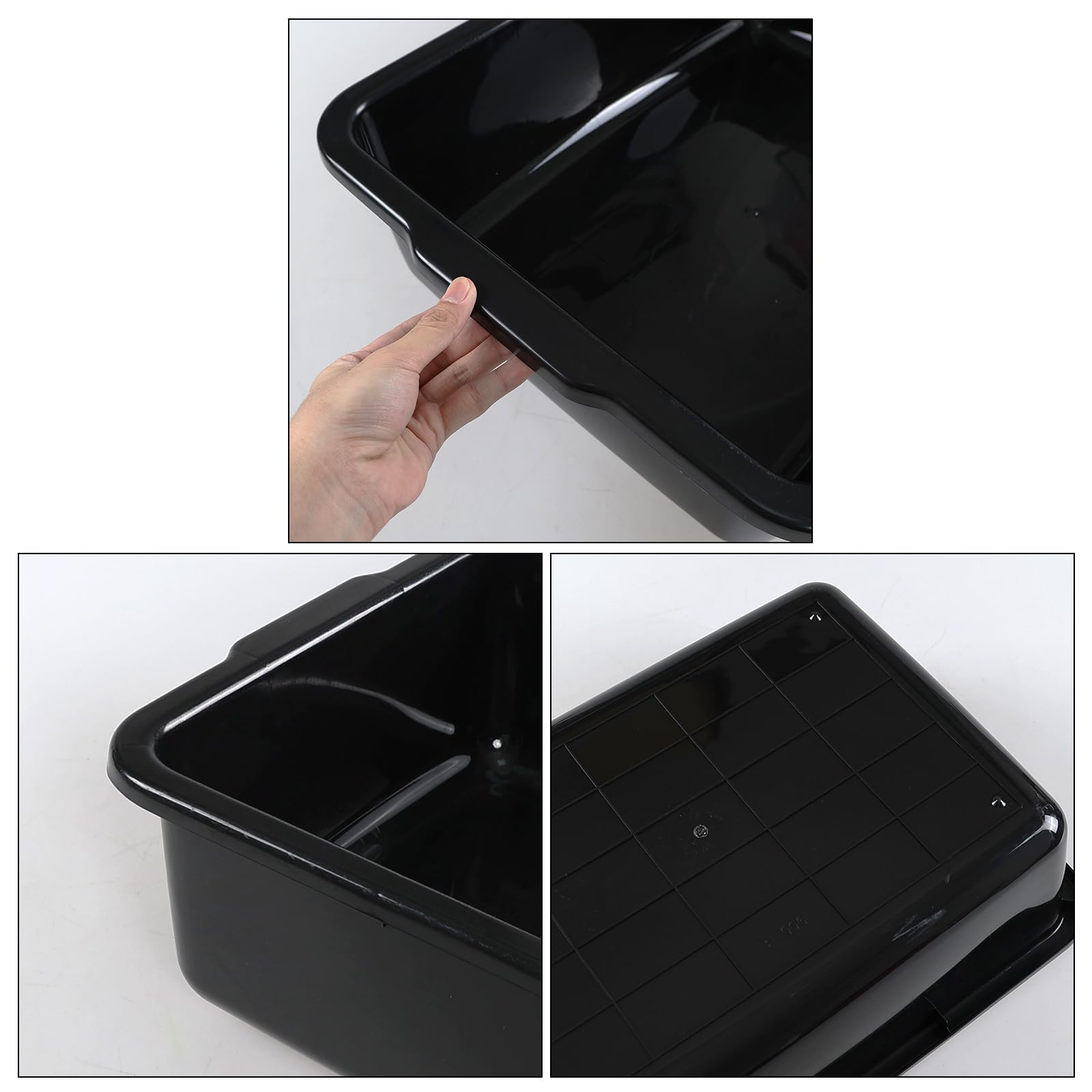 Leendines 4-Pack 32 Liter Large Black Bus Tubs, Commercial Plastic Bus Trays