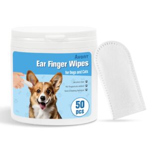 avont 1 pack dog ear cleaner wipes, gentle ear relief cleaning finger sheath for cats pets, 50 disposable pieces