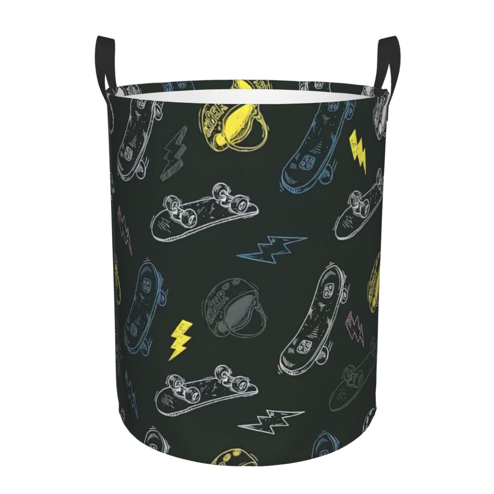 Large Laundry Basket,Collapsible Laundry Hamper With Handles,For Clothes In The Family Dorm,Graffiti Skateboard