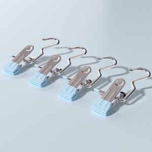 Tainrunse Versatile Clothing Organization Tools Space-Saving Hanger Clips 5pcs Hat Pants Storage Hanging Hook 360-degree Rotating Metal Hanger Clips Blue 5pcs