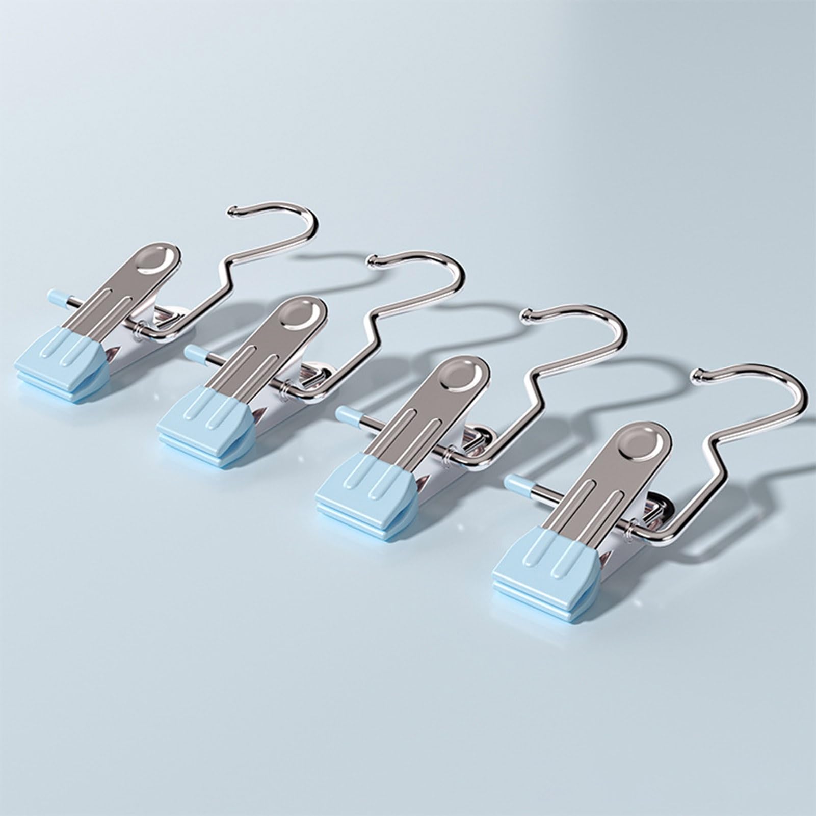 Tainrunse Versatile Clothing Organization Tools Space-Saving Hanger Clips 5pcs Hat Pants Storage Hanging Hook 360-degree Rotating Metal Hanger Clips Blue 5pcs