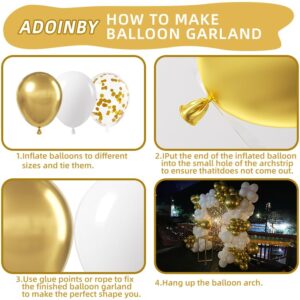 White and Gold Balloon Arch Kit, 140Pcs Matte White Metallic Gold and Gold Confetti Party Balloon Garland Kit for Wedding, Engagements, Birthday, Bridal Shower, Baby Shower Anniversary Decorations