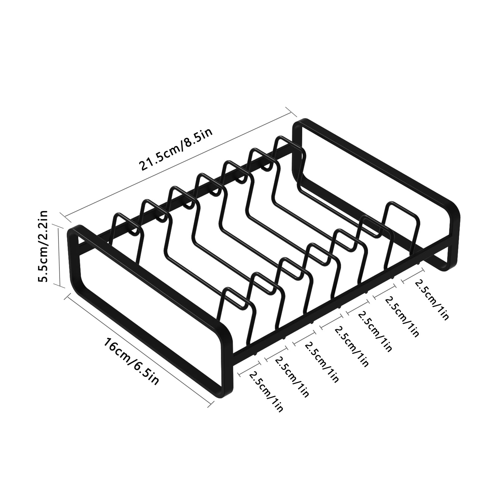 Hikinlichi 2 Pack Plate Holders Organizers 8 Slots Upright Cabinet Dish Drying Racks Metal Plate Dish Organizers Racks Stands for Countertop and Cupboard Black