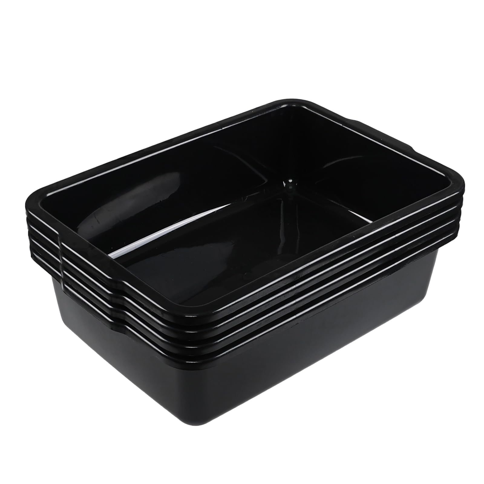 Leendines 4-Pack 32 Liter Large Black Bus Tubs, Commercial Plastic Bus Trays