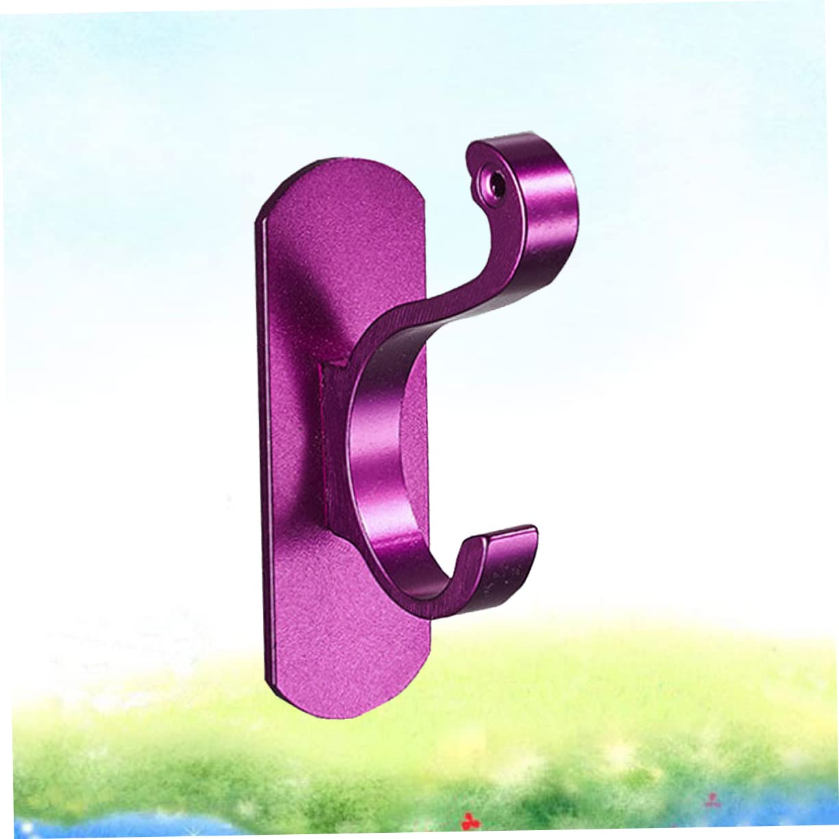 OFFSCH 1Pc Wall Mounted Clothes Hanging Rack Punch Aluminum Hook for Home Use Colorful Design Purple for Towel Coat and Clothing Storage