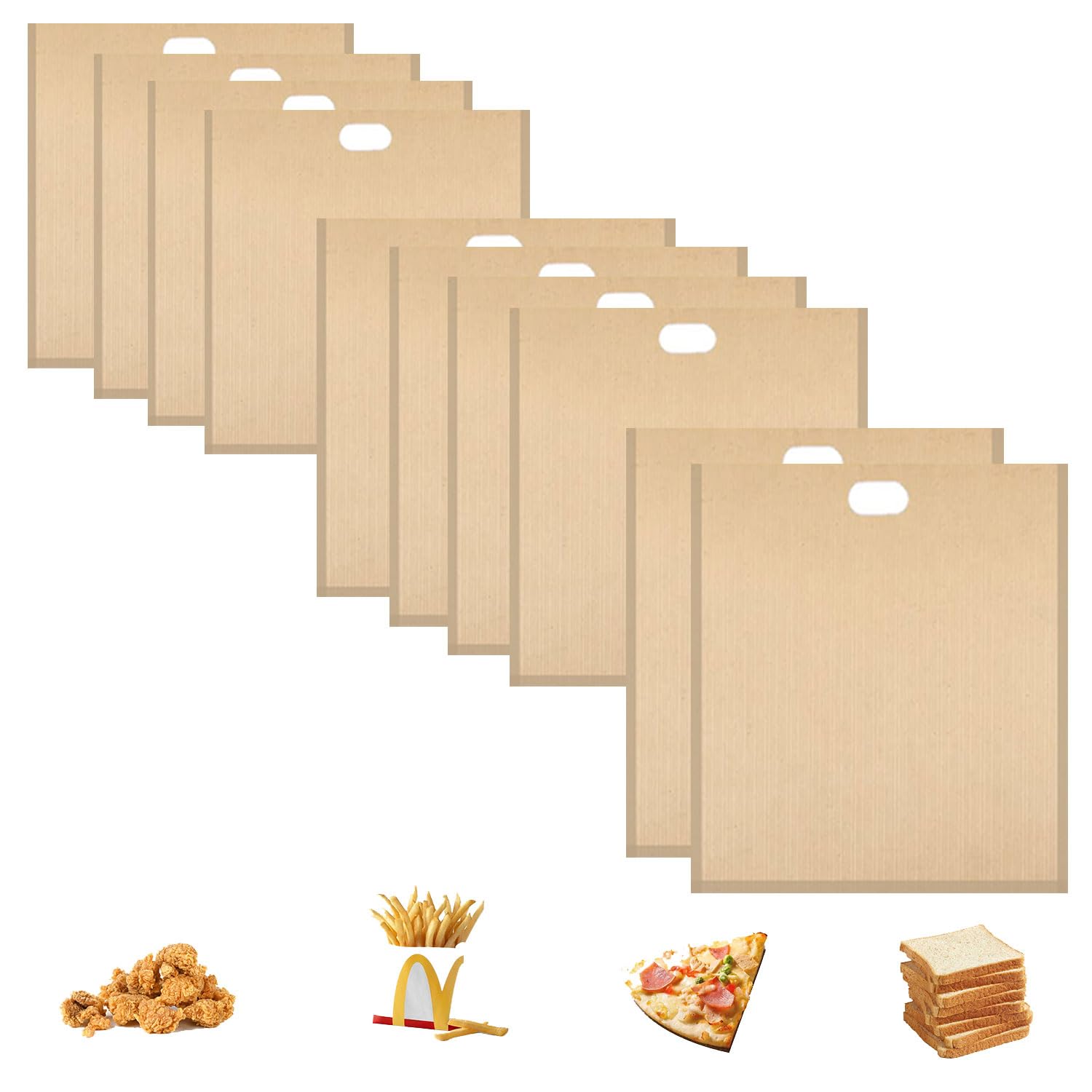 10 Pack Toaster Bags Extra Large Nonstick Reusable Easy to Clean for Grilled Cheese Sandwiches Toast Bread Snacks (10)