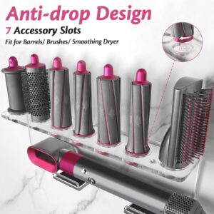 Belicheto Acrylic Storage Holder Compatible with Dyson Airwrap Styler Attachments Organizer Rack for Wand Barrels Brushes, Clear