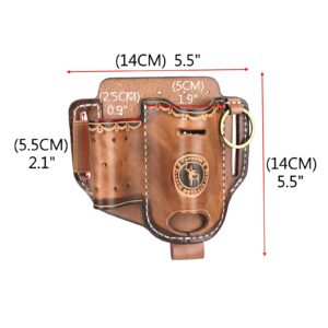 Tourbon Leather EDC Pouch for Belt Multitool Sheath Folding Knife Pocket Tool Organizer with Flashlight Holster Pen Holder