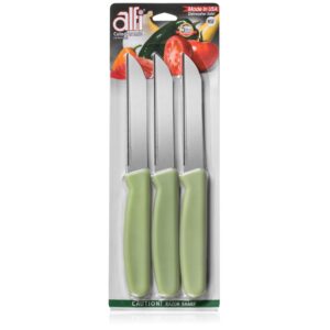 alfi all-purpose knives aerospace precision pointed tip - home and kitchen supplies - serrated steak knives set | made in usa (sage)