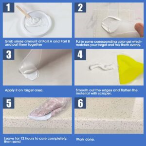 Quartz Countertop Chip Repair Kit - White Granite & Marble Repair Kit, Suitable for Granite, Marble, Quartz Stone, and Other Stone Surface Crack Quartz Chip Repair Kit