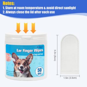 Avont 1 Pack Dog Ear Cleaner Wipes, Gentle Ear Relief Cleaning Finger Sheath for Cats Pets, 50 Disposable Pieces