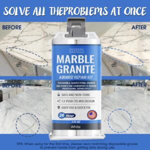 Quartz Countertop Chip Repair Kit - White Granite & Marble Repair Kit, Suitable for Granite, Marble, Quartz Stone, and Other Stone Surface Crack Quartz Chip Repair Kit