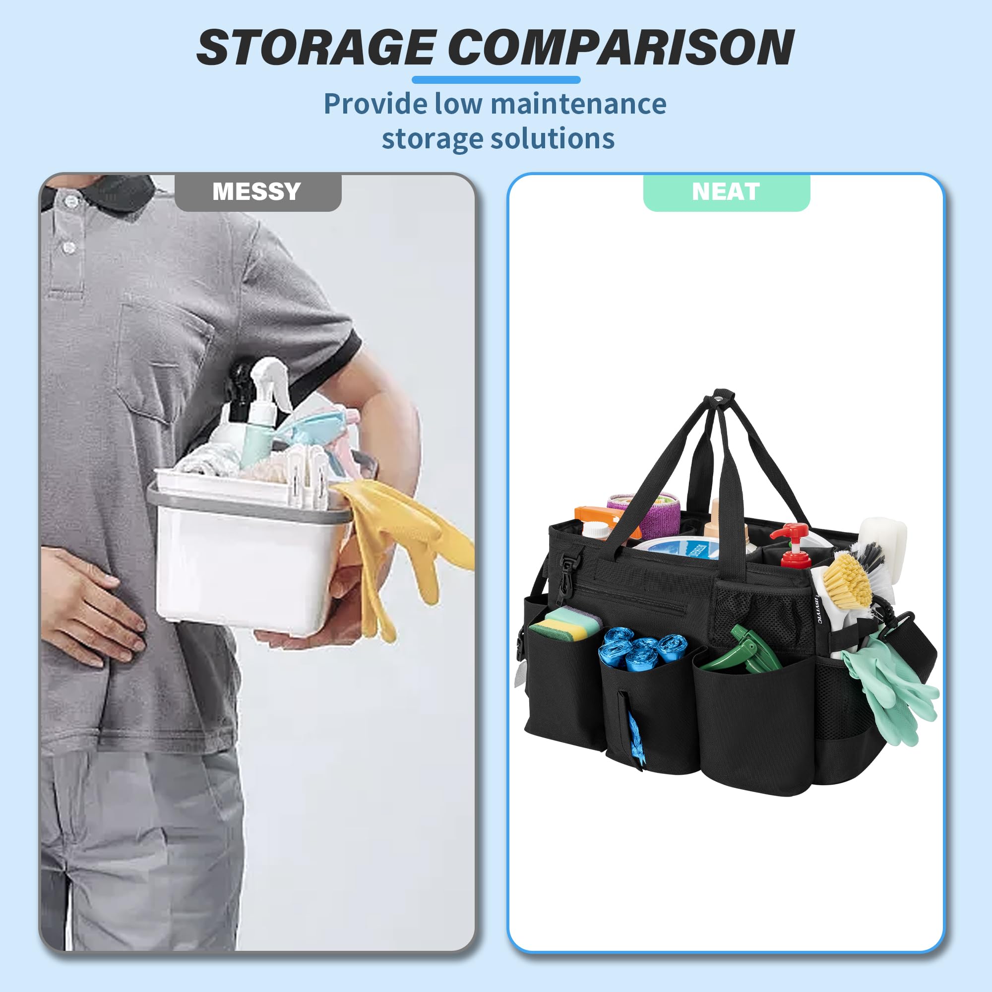 IBVIVIC Wearable Cleaning Caddy Bag for Cleaning Supplies,Large Capacity Cleaning Organizer Tote Bag for Cleaners Housekeepers