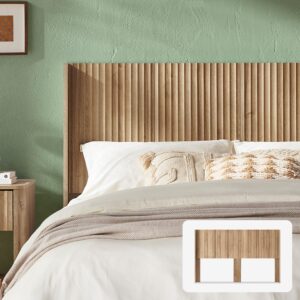 mopio brooklyn headboard, 62.4" wide headboard only, wood headboard, modern farmhouse, boho, wall mount, fluted panel, wingback design (golden oak, king)