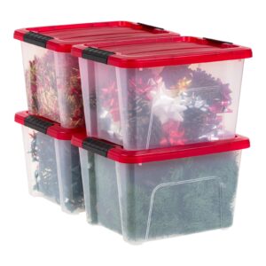 iris holiday storage container with lid (20 qt. stroage bin - 4 pack)