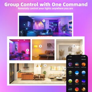 Smart Light Bulbs 6Pack with Remote, Color Changing Light Bulbs Work w/Alexa Google Home, 9W A19 E26 800LM Colored LED Bulb, 2.4GHz Only, 50+ DIY Scenes, App & Voice Control WiFi Light Bulbs