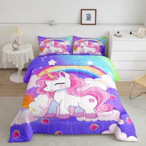 unicorn comforter set full size kids unicorn glitter comforter for boys teens girls cute unicorn bedding set breathable cute animal decor duvet set room decor quilt set