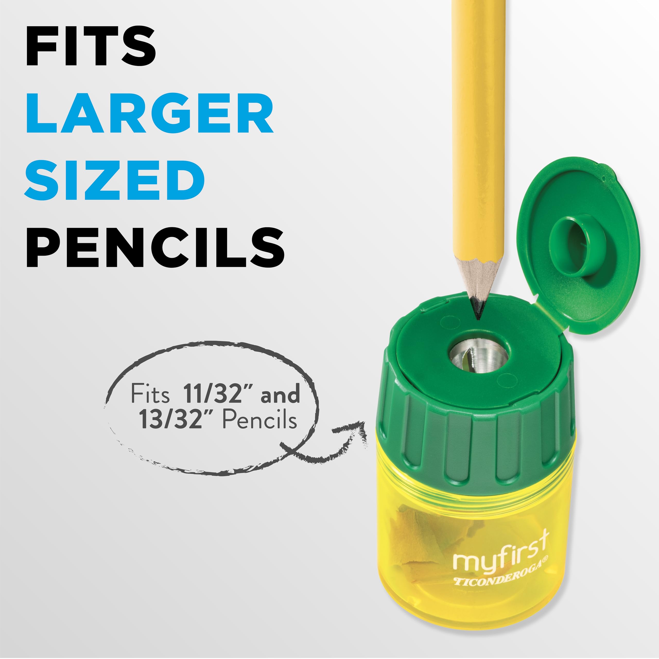 Ticonderoga My First Large Barrel Pencil Sharpener, Yellow and Green, 1 Count