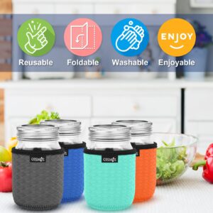 Cosmos 4 Pcs Neoprene Mason Jar Sleeve Cover for Regular Mouth Jar, Insulated Glass Jars Cover Canning Sleeves Glass Container Protector Holder for Home Kitchen Storage (For 16 OZ Jar)