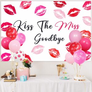 81Pcs Kiss the Miss Goodbye Bachelorette Decorations, Hot Pink Balloon Garland Arch Kit with Kiss the Miss Goodbye Backdrop Red Lips Balloons for Hen Party Bridal Shower Party Suppiles